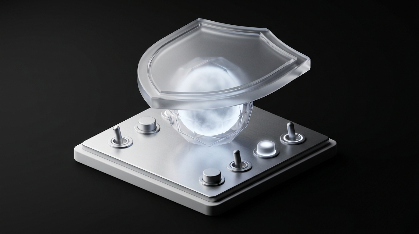 Un bouclier de verre protège un panneau d'outils activables